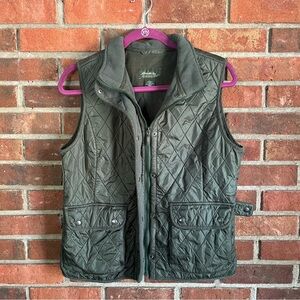 Eddie Bauer Quilted Vest Women Size Medium Army Green